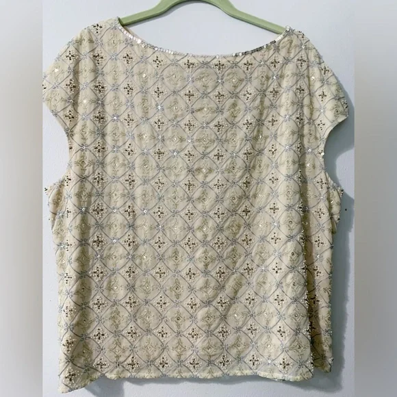 Talbots Cream Patterned Blouse - Picture 5 of 7